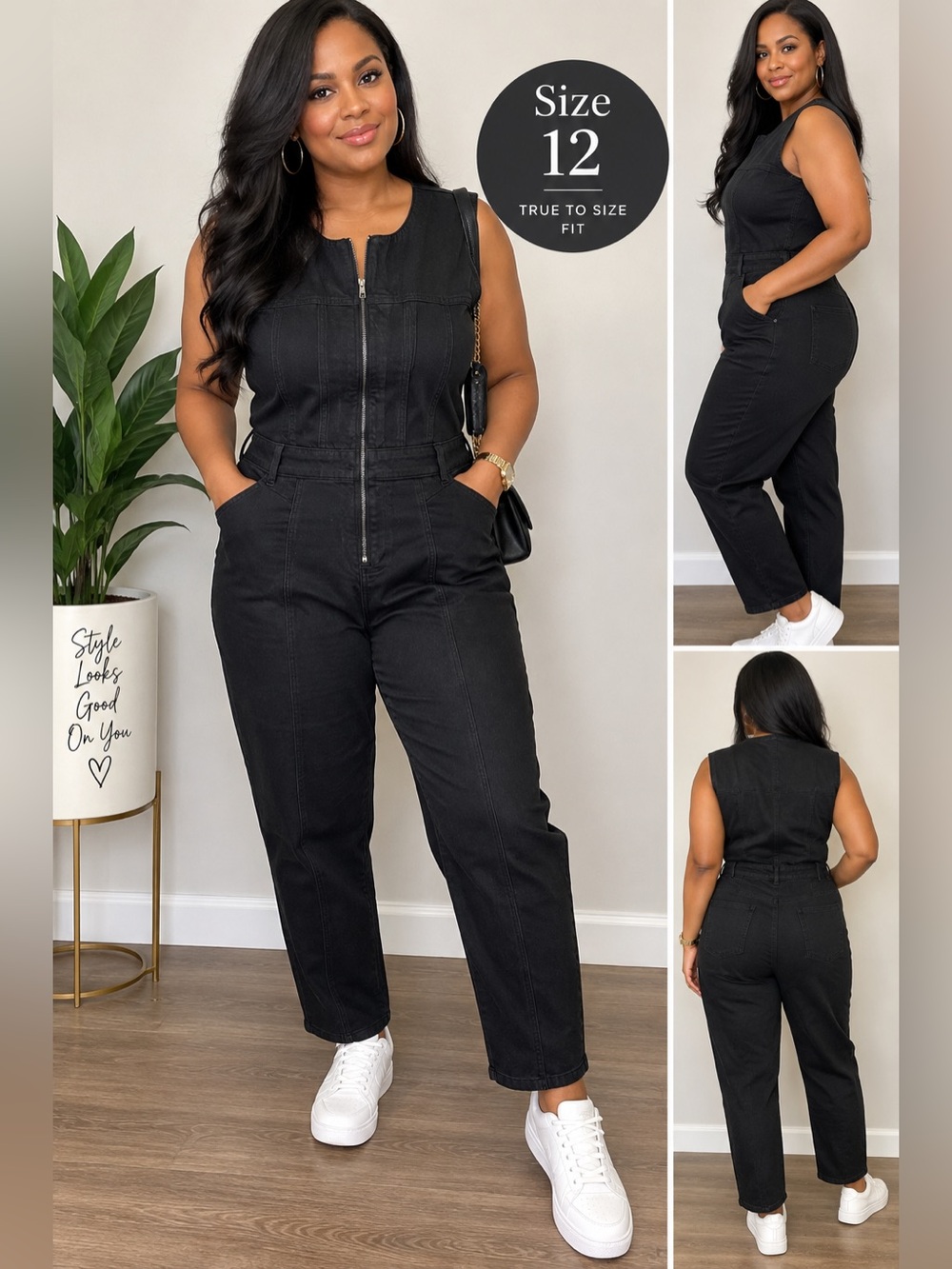 Universal Thread Black Utility Jumpsuit Size 12 NWOT Sleeveless Zip Front